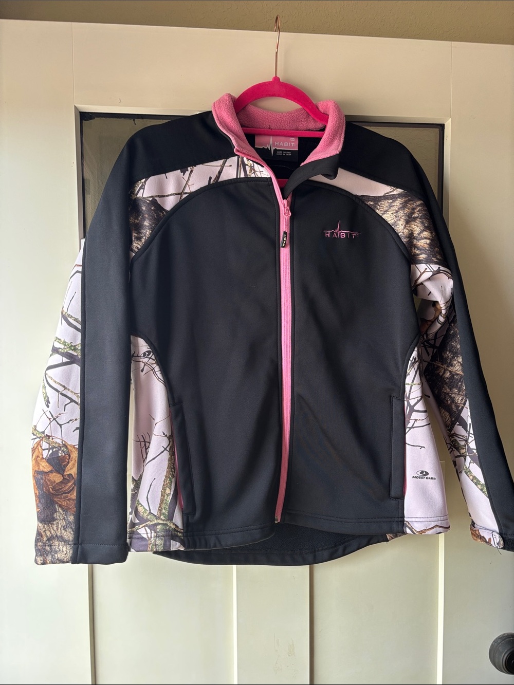 Habit Women's Black Jacket with Pink Camo Accents